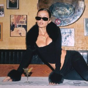 Danielle Guizio Faux Fur Knot Bolero